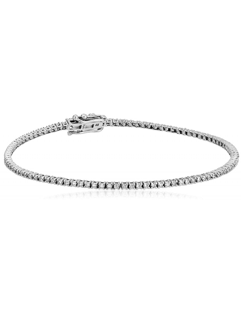1 Carat Certified 14K White Gold Diamond Tennis Bracelet with Double Click Safety Clasp