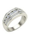 1.00 ct tw Three Rows Graduating Diamond Wedding Band Ring 18K Gold (G,VS)