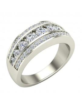 1.00 ct tw Three Rows Graduating Diamond Wedding Band Ring 18K Gold (G,VS)