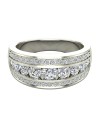1.00 ct tw Three Rows Graduating Diamond Wedding Band Ring 18K Gold (G,VS)