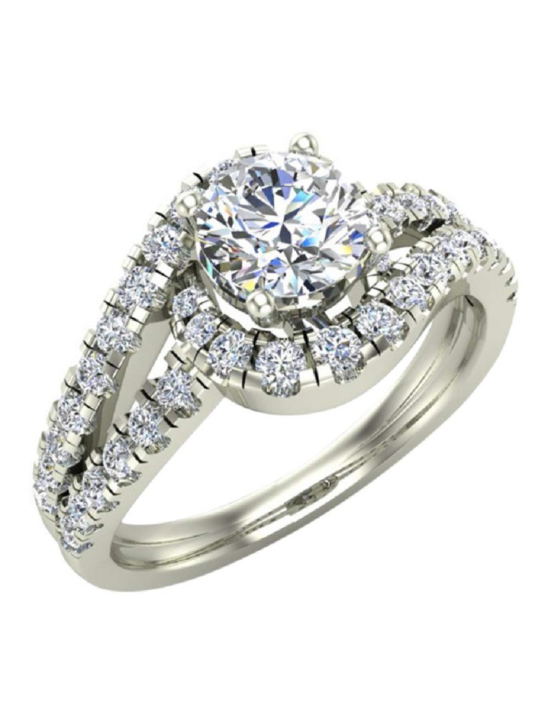 1.25 ctw Ocean Wave Style Split Shank Diamond Engagement Ring 14K Gold (I,I1)