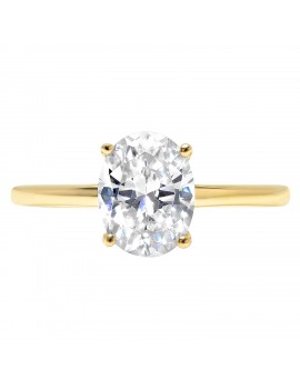 14k Yellow Gold 2.47cttw Oval Solitaire Moissanite Engagement Promise Ring Statement Anniversary Bridal Wedding by Clara Pucci