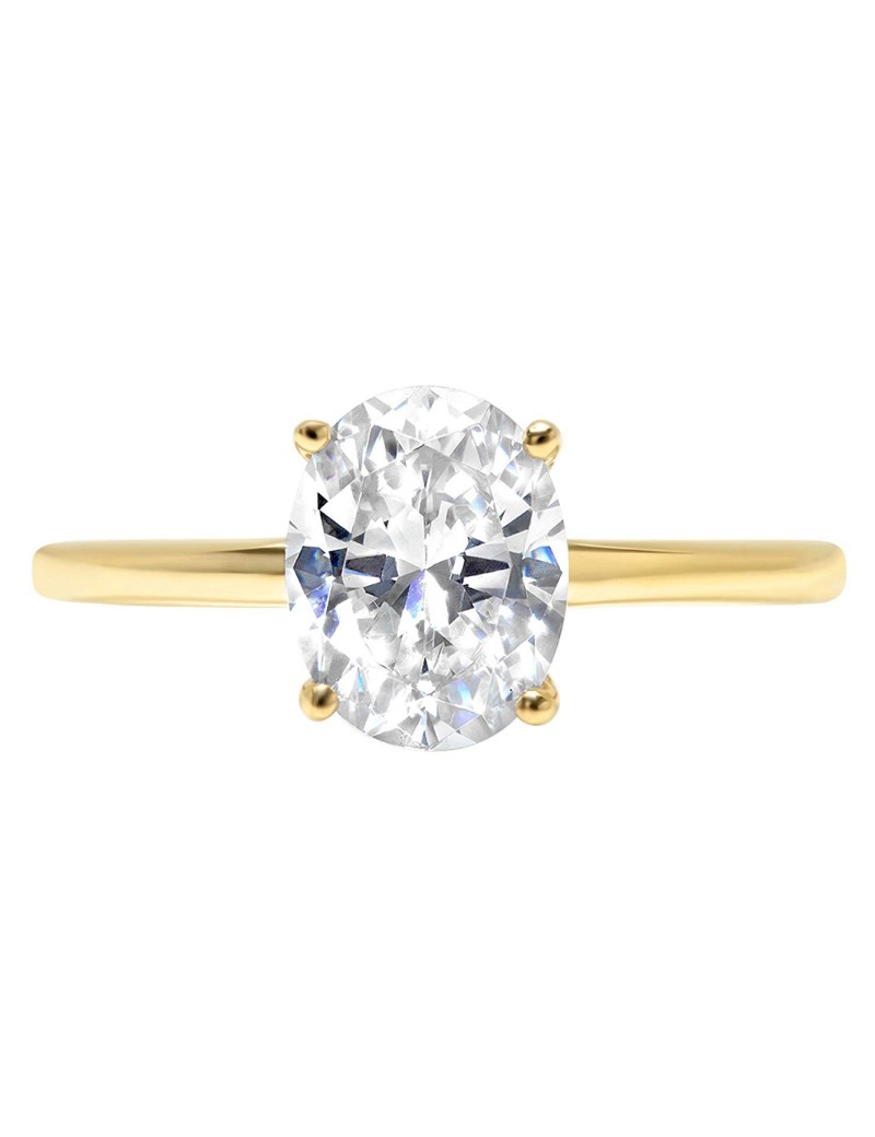 14k Yellow Gold 2.47cttw Oval Solitaire Moissanite Engagement Promise Ring Statement Anniversary Bridal Wedding by Clara Pucci