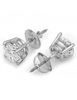 4.0 ct Brilliant Round Cut Solitaire Highest Quality Moissanite Anniversary gift Stud Earrings Real Solid 14k White Gold Screw Back