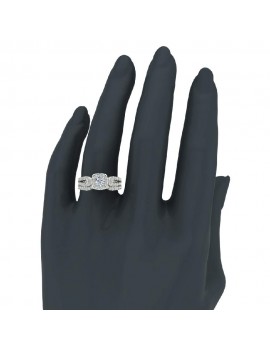 Diamond Loop Shank Cushion Shape Wedding Ring Set 1.05 Carat Total Weight 14K Gold (J,I1)