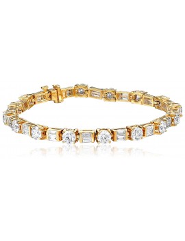 IGI Certified 14k Gold Baguette and Round-Cut Diamond Tennis Bracelet (10 1/3 cttw, H-I Color, SI1-SI2 Clarity), 7"