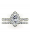 Marquise Cut Halo Diamond Wedding Ring Set 1.25 Carat Total 14K Gold (J,I1)