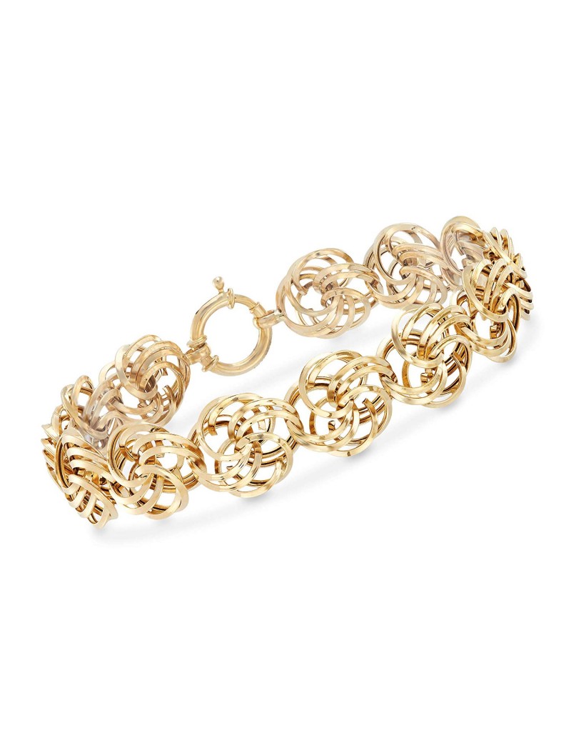 Ross-Simons 14kt Yellow Gold Rosette-Link Bracelet