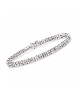 Ross-Simons 3.00-3.50 ct. t.w. Diamond 2-Row Bracelet in Sterling Silver