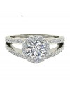 Split Shank Halo Engagement Ring Diamond Round Center 1.40 ctw 14K Gold (H,I1)