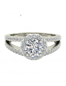 Split Shank Halo Engagement Ring Diamond Round Center 1.40 ctw 14K Gold (H,I1)