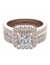 Stunning Princess Cushion Halo Diamond Wedding Ring Set 1.56 ctw 14K Gold (J,I1)