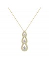 Tear Drop Cascade Diamond Necklace Past Present Future 18K Yellow Gold Pendant 1 Carat Total Weight