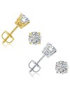 AGS Certified 1ct TW Round Diamond Stud Earrings in 14K Gold with Screw Backs