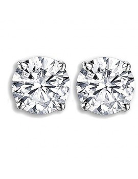 Dazzlingrock Collection IGI Certified 0.98 Carat (ctw) 14K Round Cut White Diamond Ladies Stud Earrings, White Gold