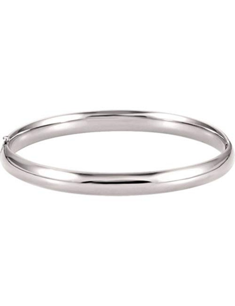 IceCarats 14K White Gold 6.5mm Hinged Bangle Bracelet