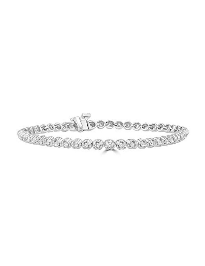 Eleganti 14K Gold, IGL Certified Diamond Tennis Bracelets for Women in White Gold - 1, 3, 4, 5 Carat Natural Diamonds