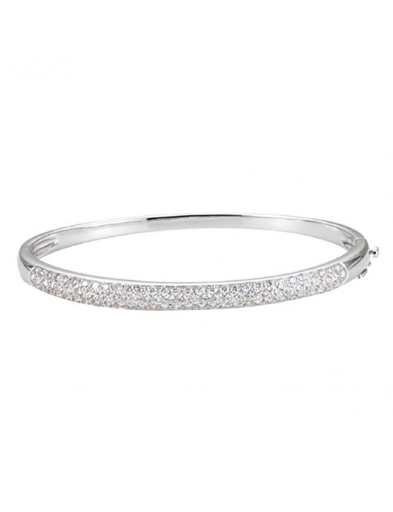 Roxx Fine Jewelry 1.5 Ct. Pave Diamond Bangle Bracelet in 14K White Gold