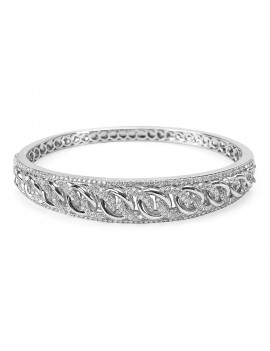 18k White Gold Interlocking Circle Hinged Bangle 2.52 ctw