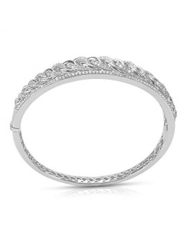 18k White Gold Interlocking Circle Hinged Bangle 2.52 ctw