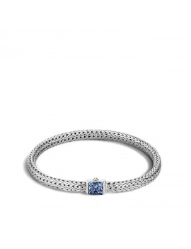 John Hardy Women's Classic Chain Silver Lava Extra-Small Bracelet with Blue Sapphire
