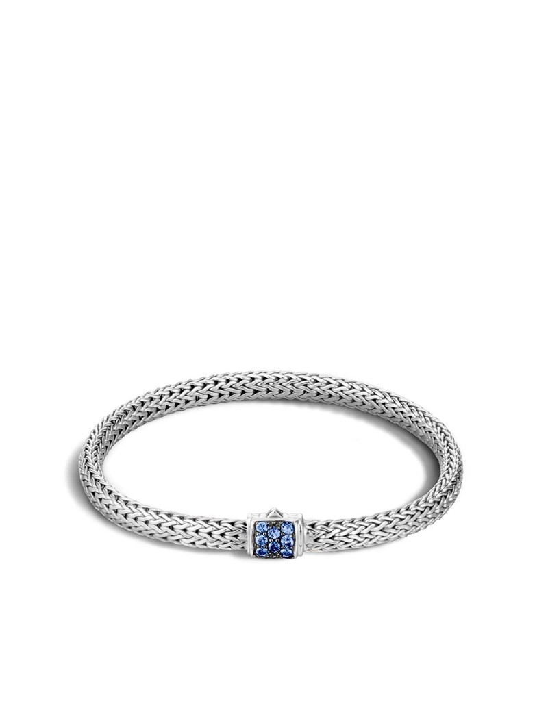 John Hardy Women's Classic Chain Silver Lava Extra-Small Bracelet with Blue Sapphire