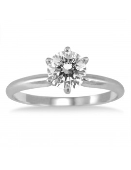 AGS Certified 1 Carat Diamond Solitaire Ring in 14K White Gold (J-K Color, I2-I3 Clarity)