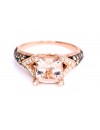 LeVian Ring Peach Morganite Chocolate and Vanilla Diamonds 2 cttw 14K Rose Gold New
