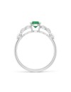 Nature Inspired Round Emerald Leaf Shank Ring (5mm Emerald)