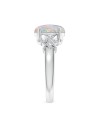 Solitaire Natural Oval Opal Criss Cross Ring with Diamonds (10x8mm Opal)