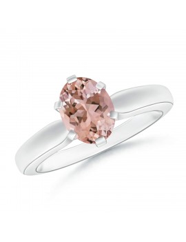 Tapered Shank Oval Solitaire Morganite Ring (8x6mm Morganite)