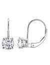 1.00 CTW IGI Certified Round White Diamond Leverback Earrings in 14K White Gold
