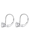 1.00 CTW IGI Certified Round White Diamond Leverback Earrings in 14K White Gold