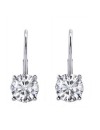 1.00 CTW IGI Certified Round White Diamond Leverback Earrings in 14K White Gold