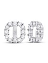 14kt White Gold Womens Round Diamond Square Frame Jacket Earrings Enhancer 3/4 Cttw