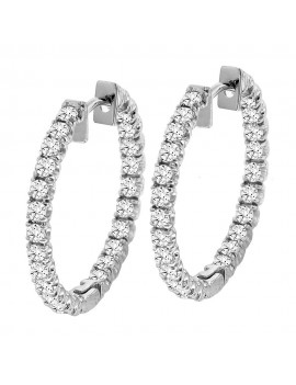 2.50 CT TW Inside/Outside Round Diamond Hoops in 14k White Gold
