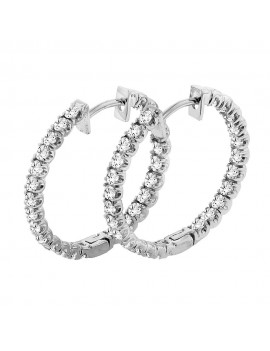 2.50 CT TW Inside/Outside Round Diamond Hoops in 14k White Gold