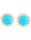3.65 Carat Natural Blue Turquoise and Diamond (F-G Color, VS1-VS2 Clarity) 14K Yellow Gold Stud Earrings for Women Exclusively Handcrafted in USA