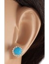 3.65 Carat Natural Blue Turquoise and Diamond (F-G Color, VS1-VS2 Clarity) 14K Yellow Gold Stud Earrings for Women Exclusively Handcrafted in USA