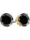 1/2-10 Carat Total Weight Black Diamond Stud Earrings 4 Prong Push Back