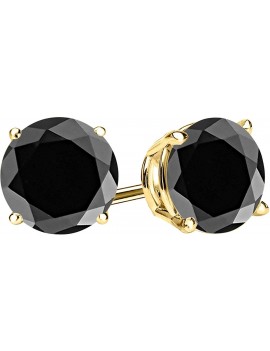 1/2-10 Carat Total Weight Black Diamond Stud Earrings 4 Prong Push Back