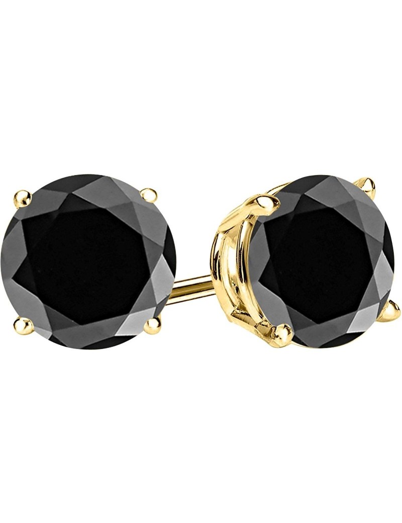1/2-10 Carat Total Weight Black Diamond Stud Earrings 4 Prong Push Back