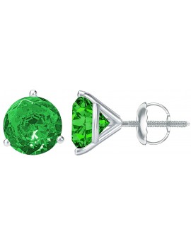 1/2 - 10 Carat Total Weight Emerald Stud Earrings 3 Prong Screw Back