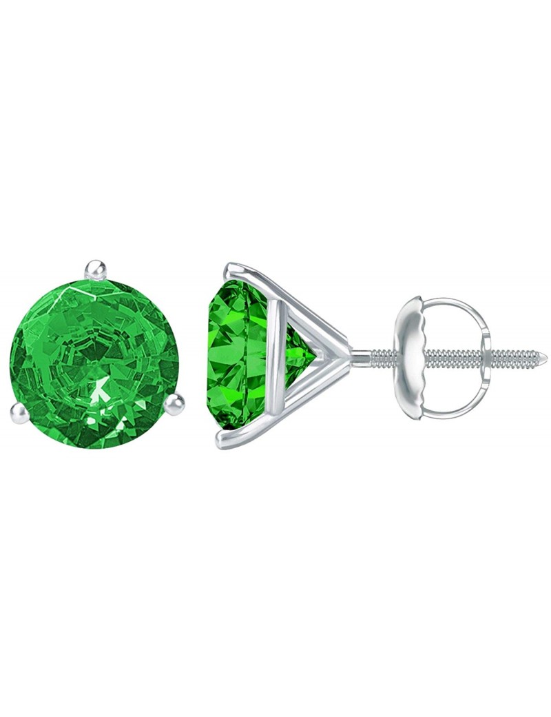 1/2 - 10 Carat Total Weight Emerald Stud Earrings 3 Prong Screw Back