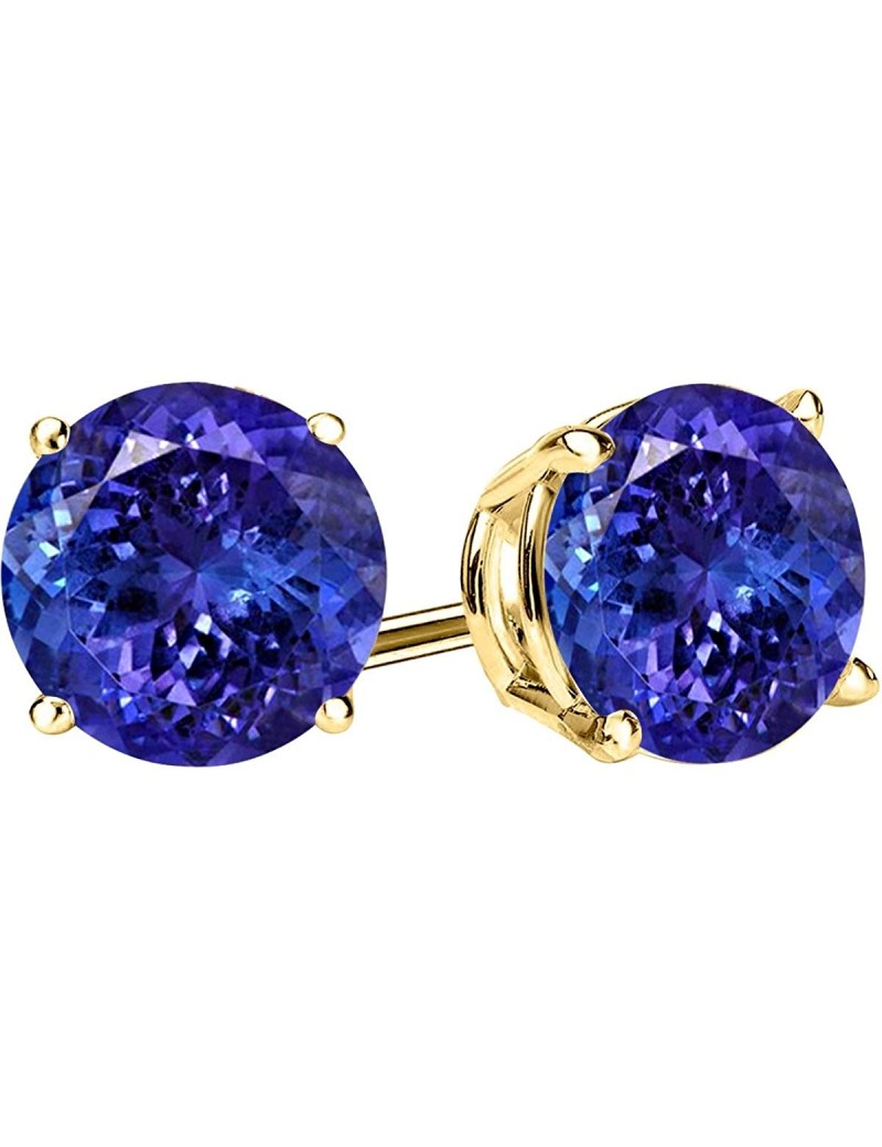 1/2-10 Carat Total Weight Tanzanite Stud Earrings 4 Prong Push Back