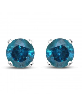 Diamond Jewel 14K White Gold Blue Diamond Stud Earrings