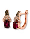 LeVian Rhodolite Garnet Chocolate and Vanilla Diamonds 1.30 cttw Earrings 14k Solid Rose Gold NEW