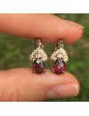 LeVian Rhodolite Garnet Chocolate and Vanilla Diamonds 1.30 cttw Earrings 14k Solid Rose Gold NEW