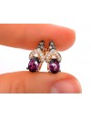 LeVian Rhodolite Garnet Chocolate and Vanilla Diamonds 1.30 cttw Earrings 14k Solid Rose Gold NEW