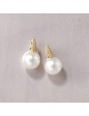 Ross-Simons Certified 12.5-13mm Cultured South Sea Pearl and .16 ct. t.w. Diamond Earrings in 18kt Yellow Gold